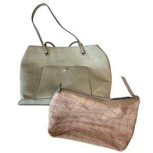 Seven Days Gray Pebbled Faux Leather Double Handle Tote Shoulder Bag